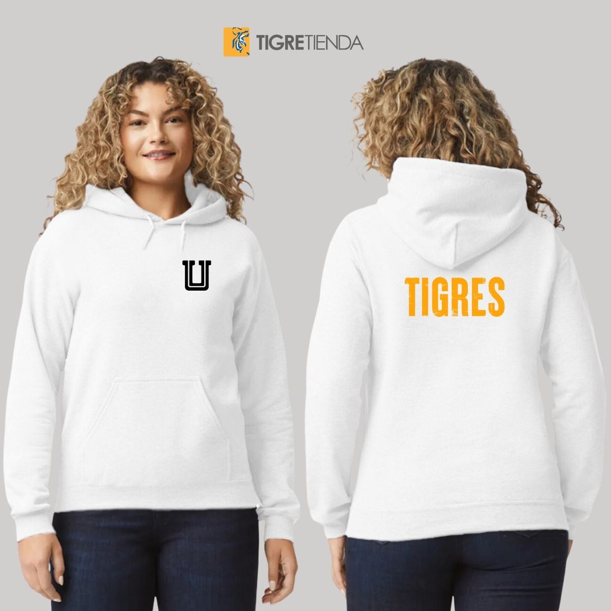 Sudadera Mujer Hoodie Tigres UANL Logo U Combinado