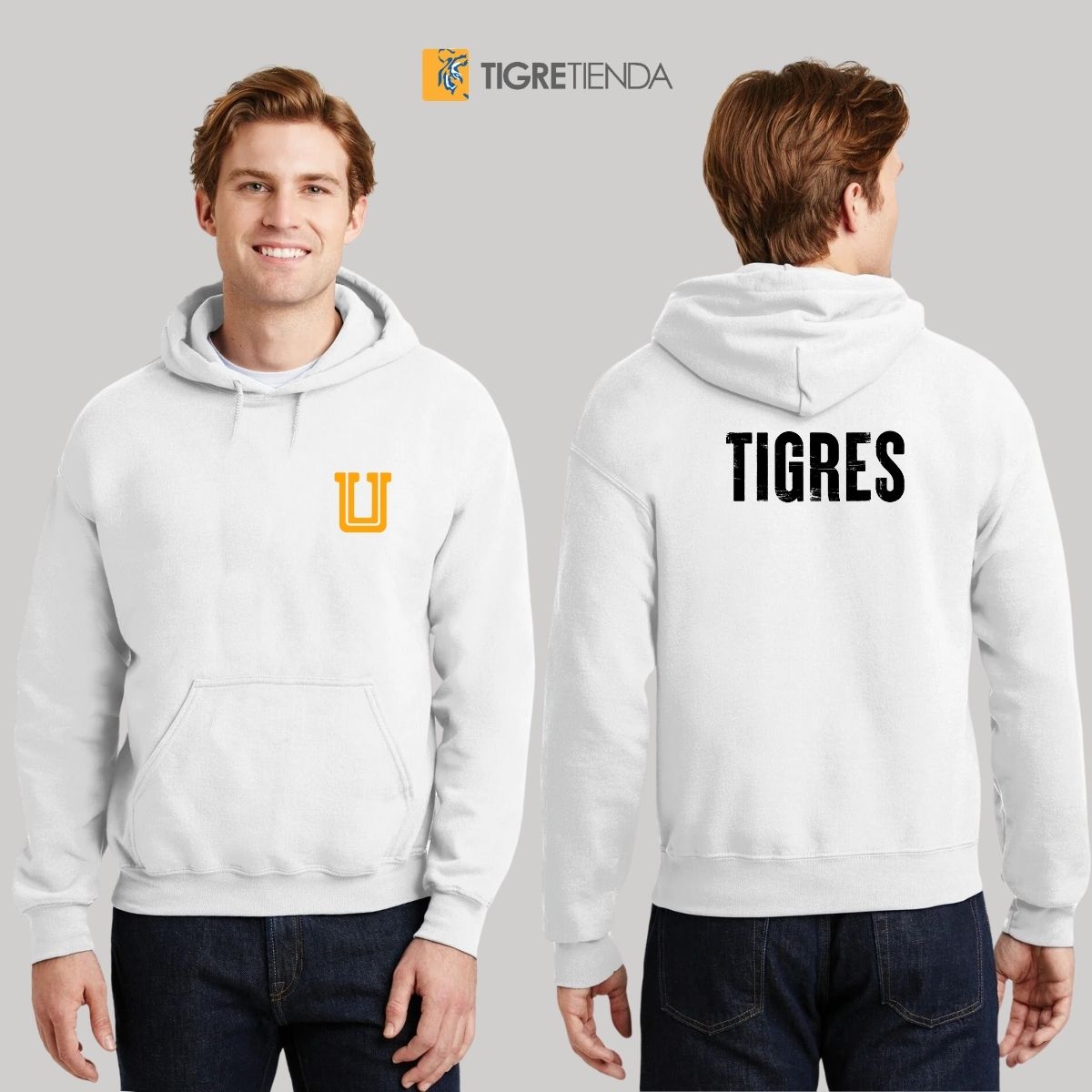 Sudadera Hombre Hoodie Tigres UANL Logo U Combinado BNA