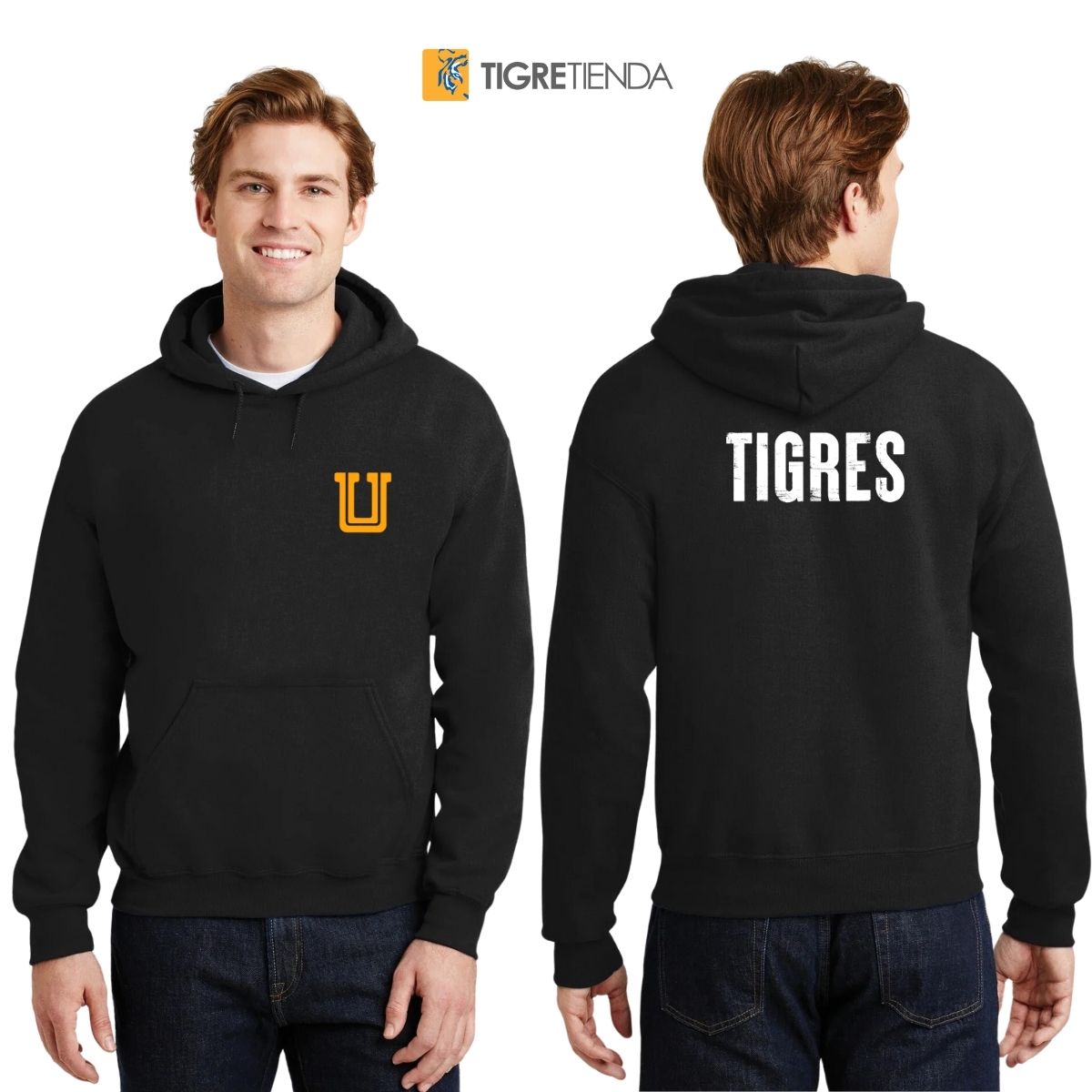 Sudadera Hombre Hoodie Tigres UANL Logo U Combinado BNA