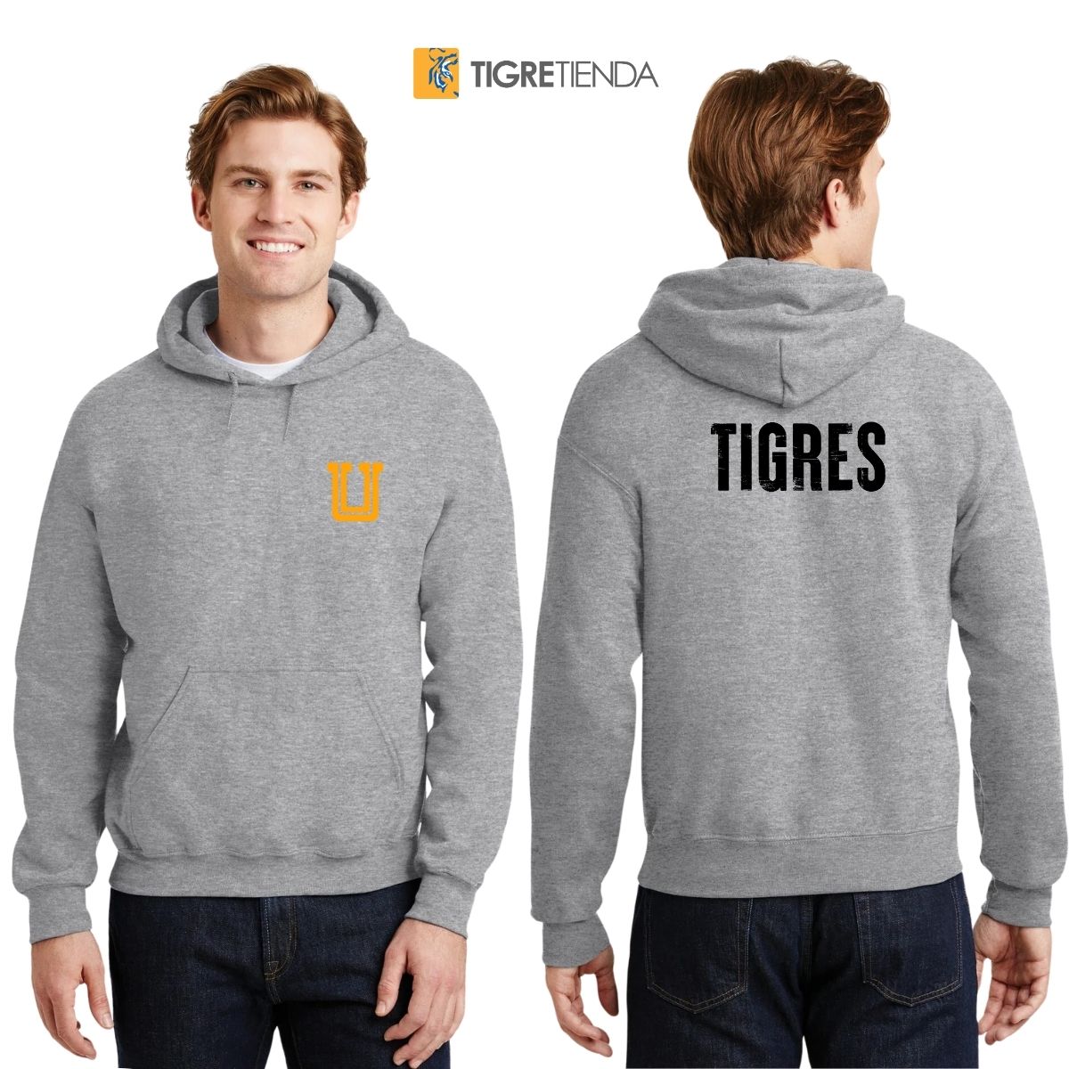 Sudadera Hombre Hoodie Tigres UANL Logo U Combinado BNA