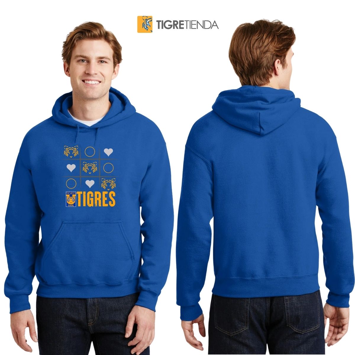 Sudadera Hombre Hoodie Tigres UANL Tic Tac Toe