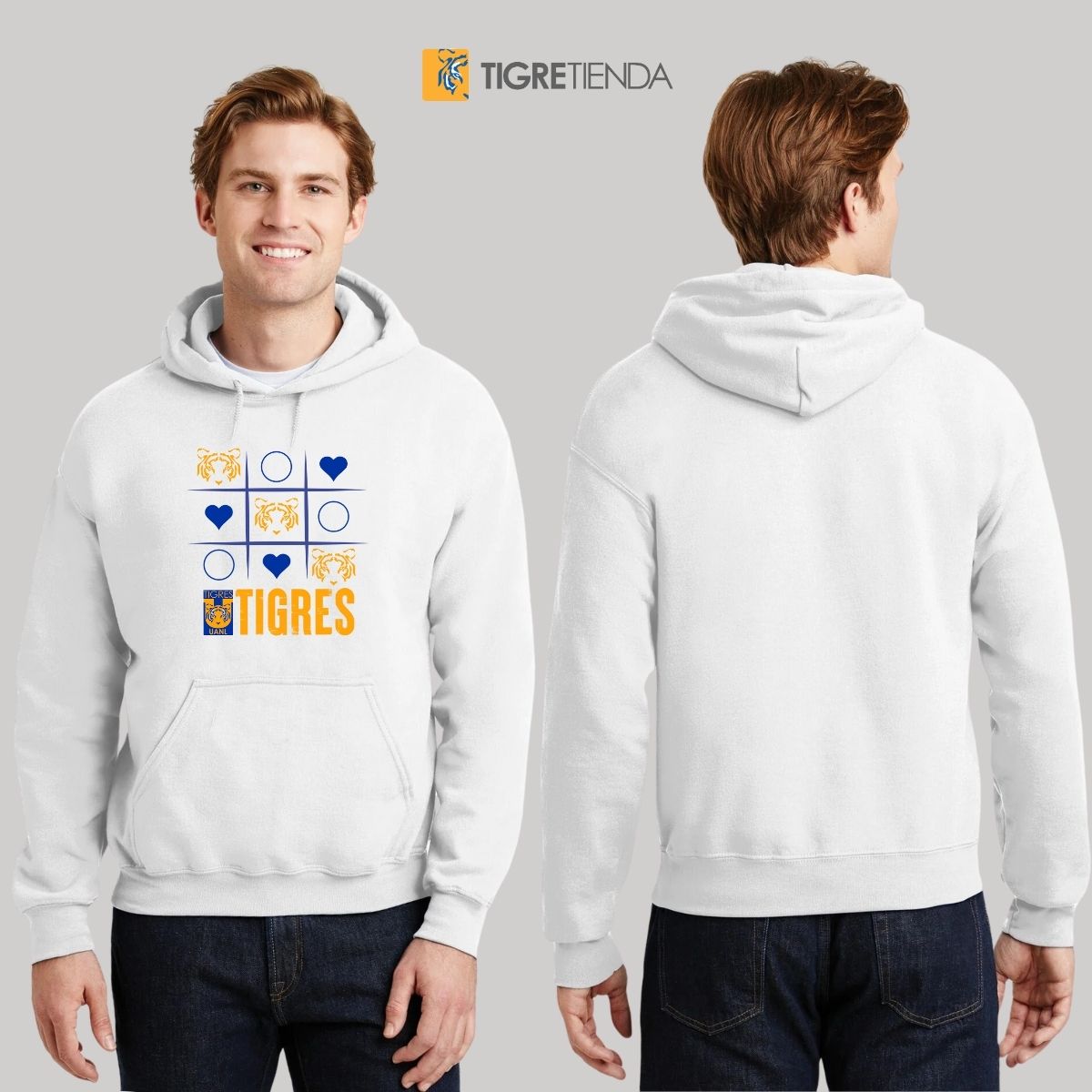 Sudadera Hombre Hoodie Tigres UANL Tic Tac Toe