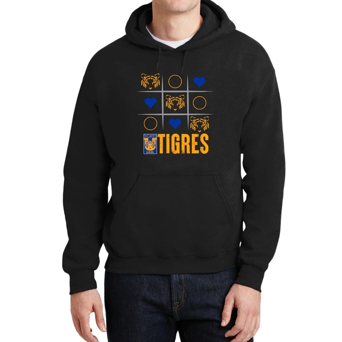 Sudadera Hombre Hoodie Tigres UANL Tic Tac Toe