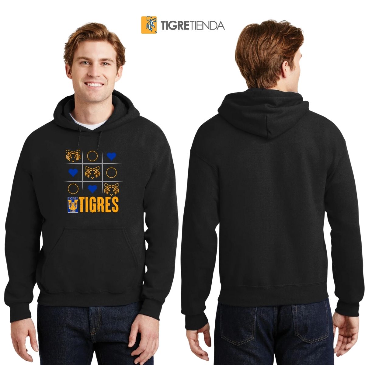 Sudadera Hombre Hoodie Tigres UANL Tic Tac Toe