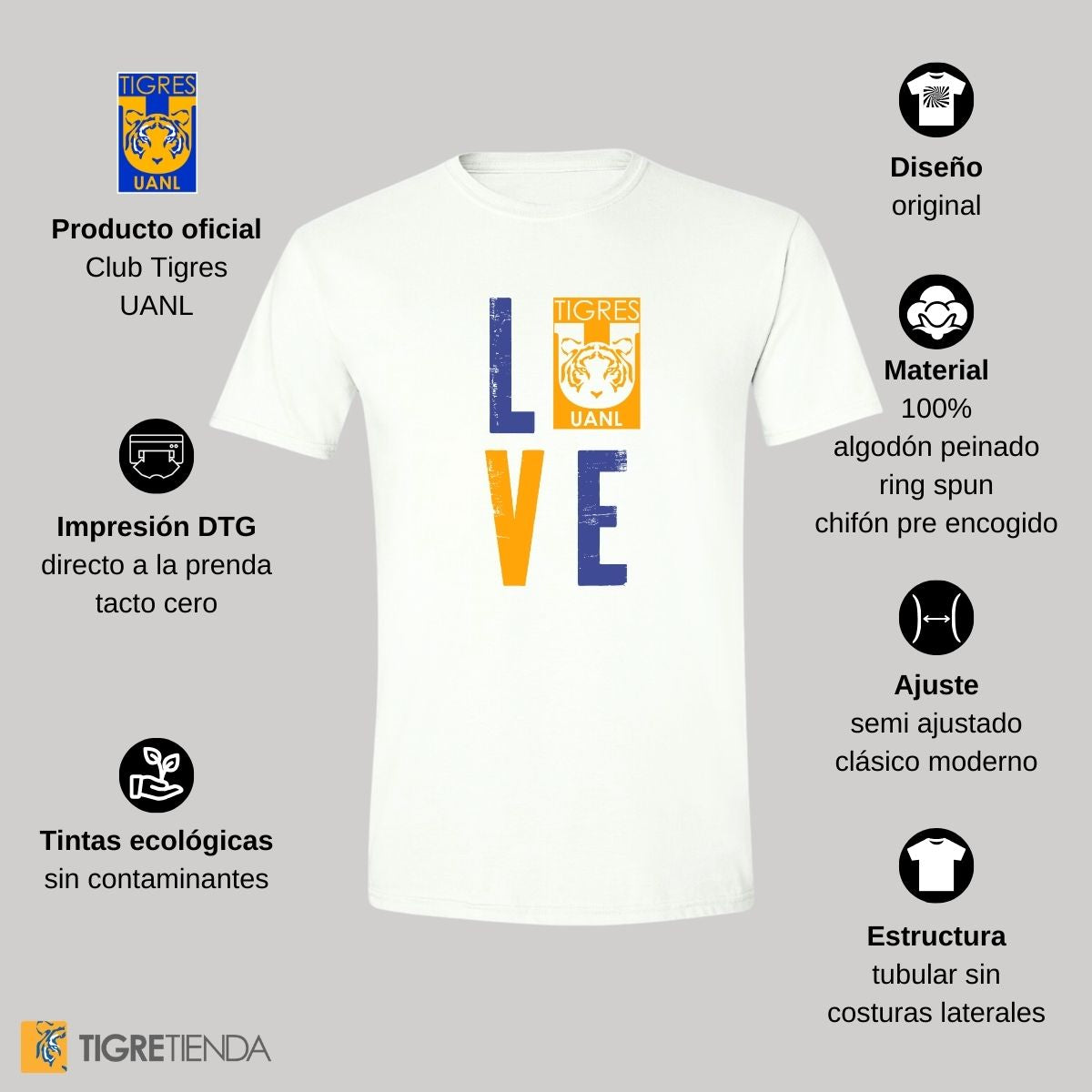 Playera Hombre Tigres UANL Love