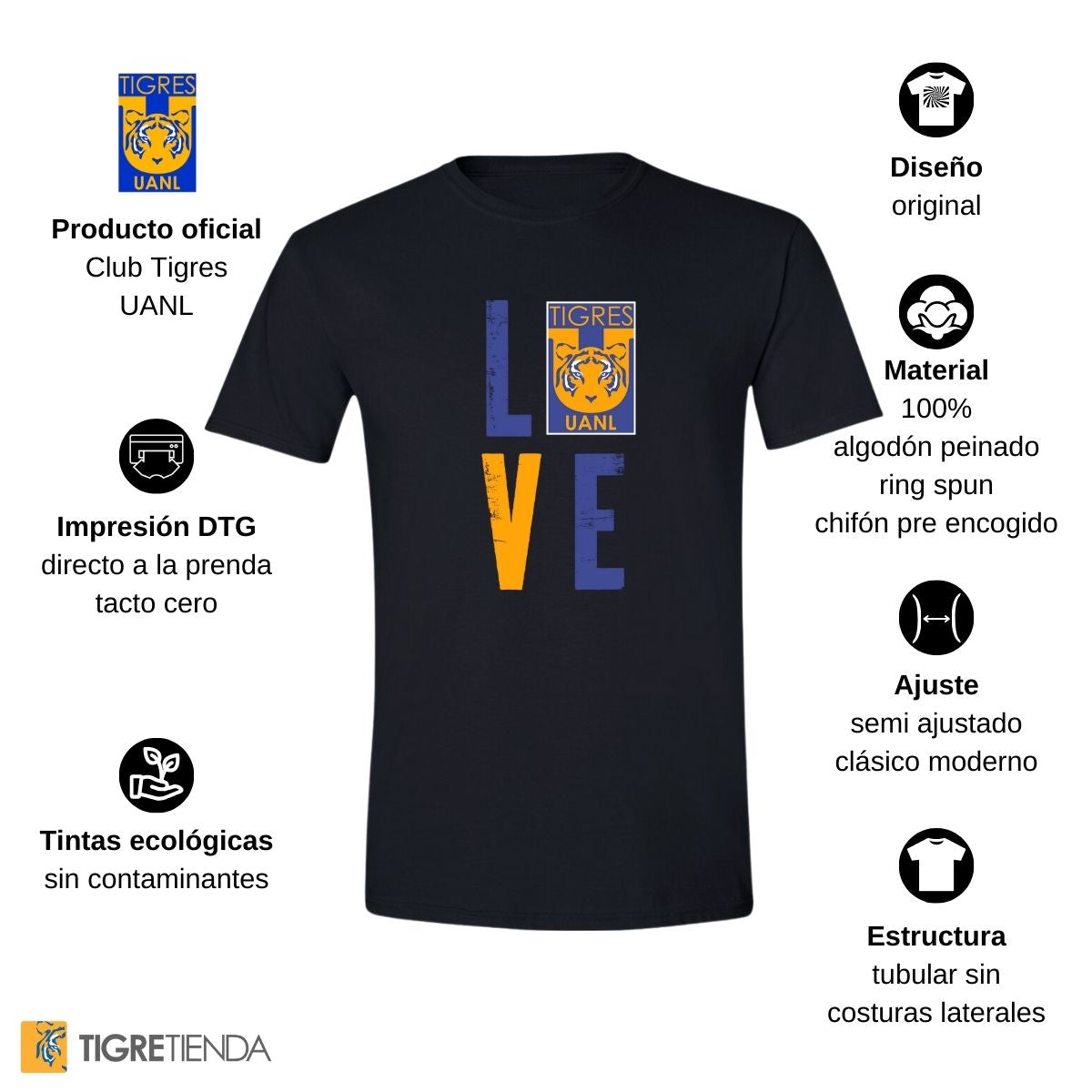 Playera Hombre Tigres UANL Love