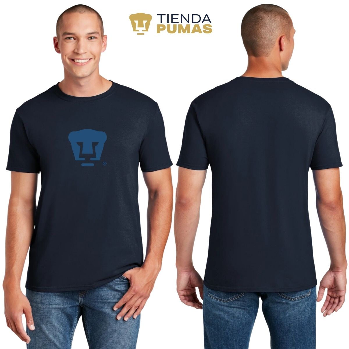 Playera Hombre Pumas UNAM Azul Logo Vinil