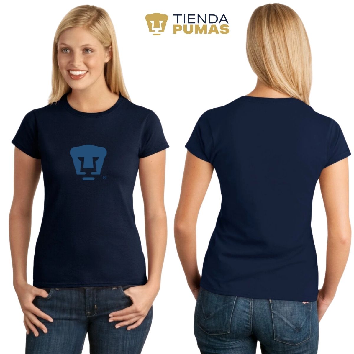 Playera Deportiva Mujer Pumas UNAM Azul Logo Vinil