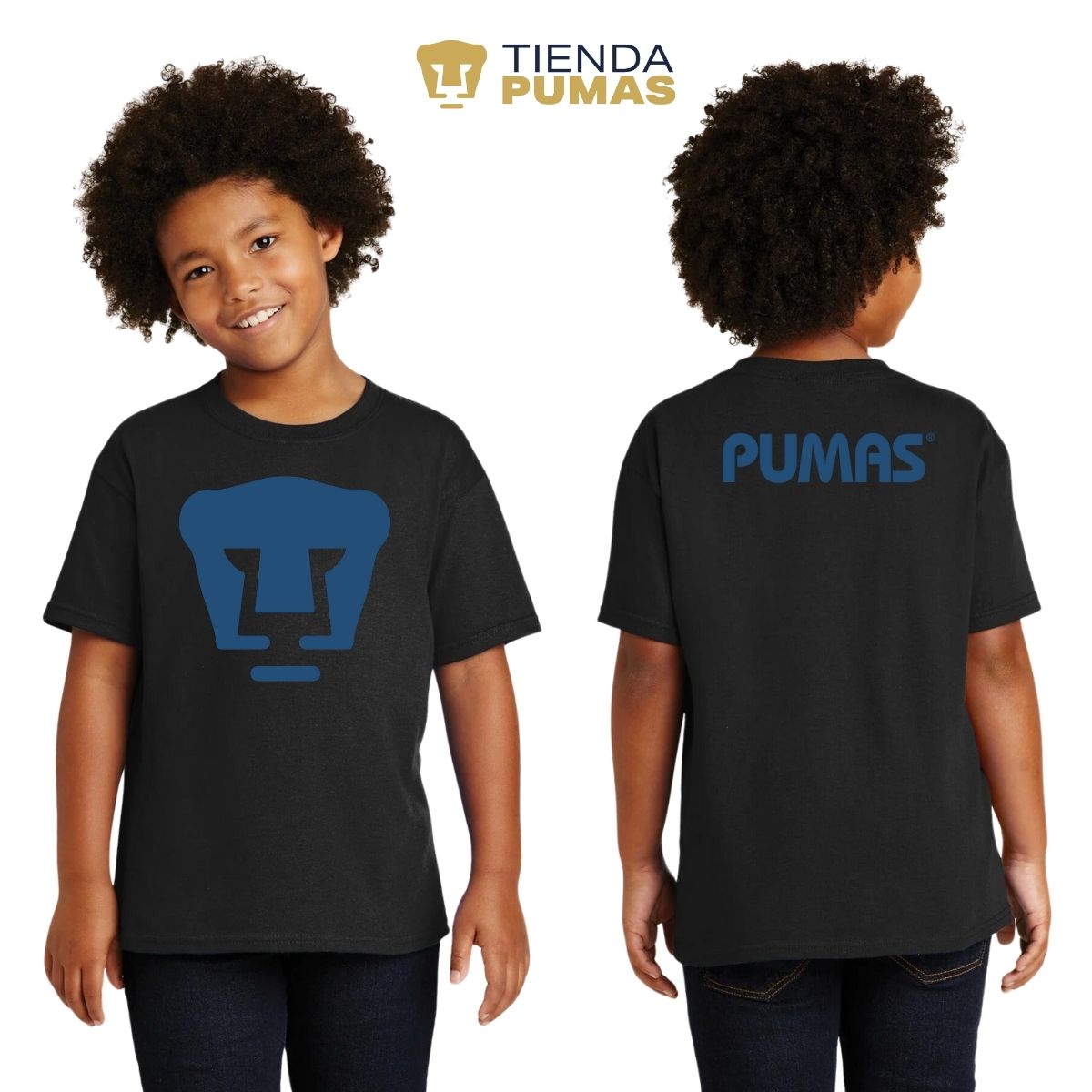 Playera Niño Niña Pumas UNAM Logo Azul