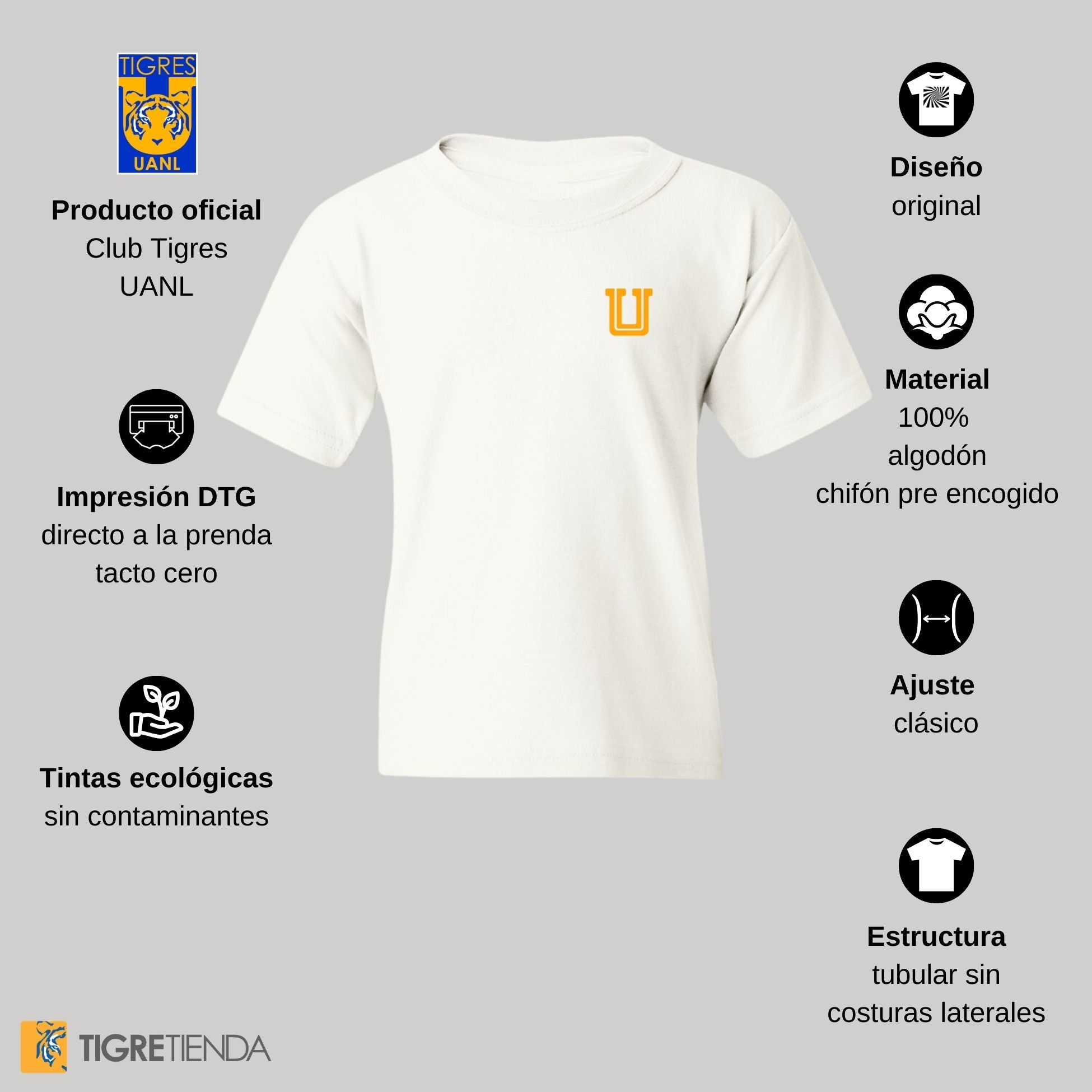 Playera Niño Niña Tigres UANL U Amarillo