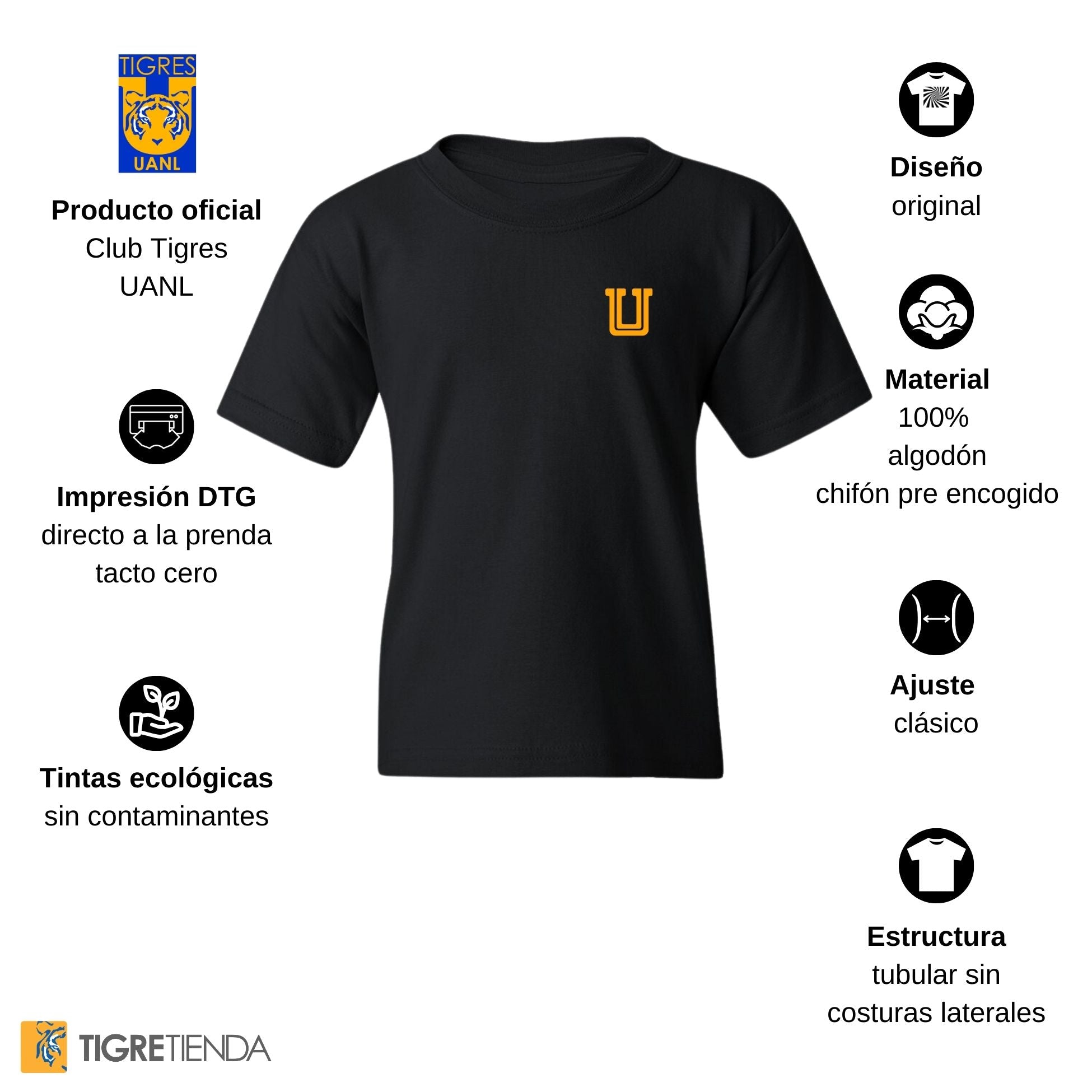 Playera Niño Niña Tigres UANL U Amarillo