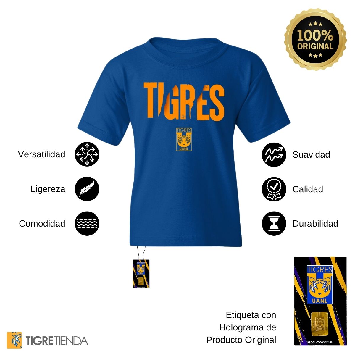 Playera Niño Niña Tigres UANL Zarpazo Amarillo