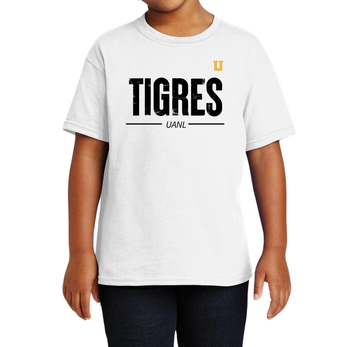 Playera Niño Niña Tigres UANL Logo Mono Amarillo