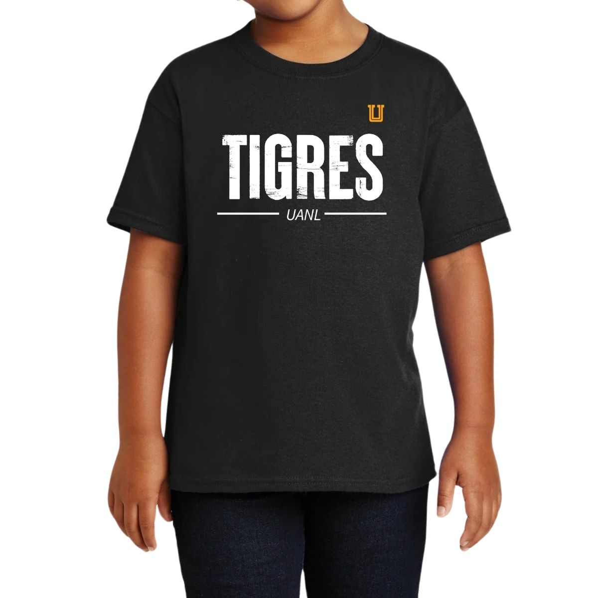 Playera Niño Niña Tigres UANL Logo Mono Amarillo