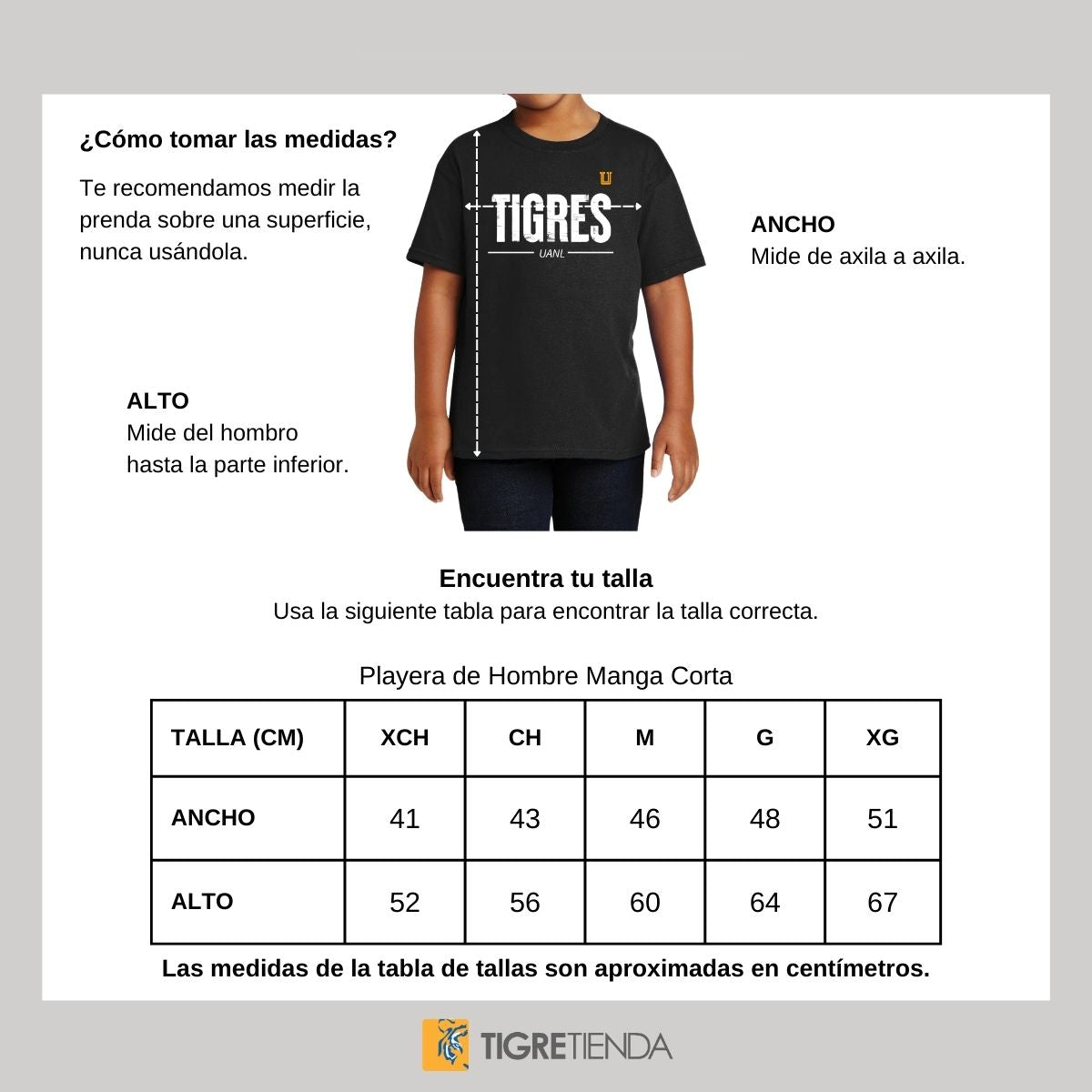 Playera Niño Niña Tigres UANL Logo Mono Amarillo