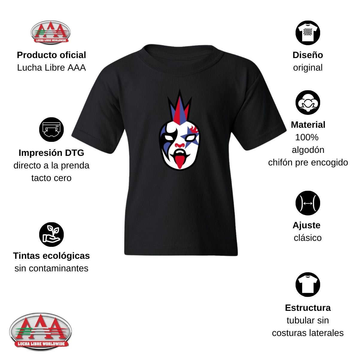 Playera Niño Niña Lucha Libre AAA Psycho Clown