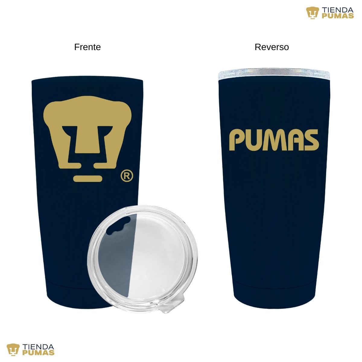 Termo 20 Oz Pumas UNAM Logo dorado