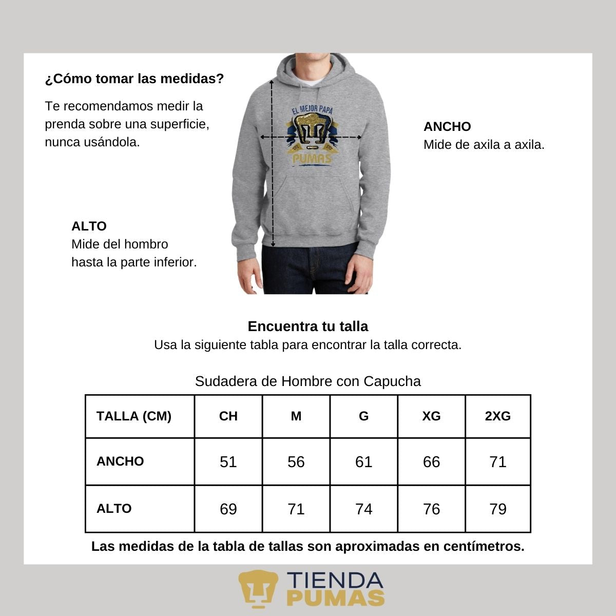 Sudadera Hombre Hoodie Pumas UNAM Mejor Papá Pumas