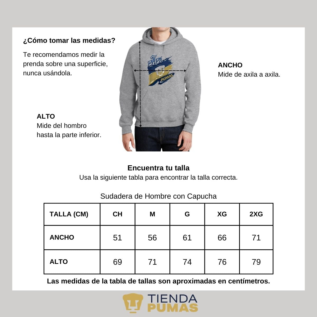 Sudadera Hombre Hoodie Pumas UNAM Soy Papá Pumas