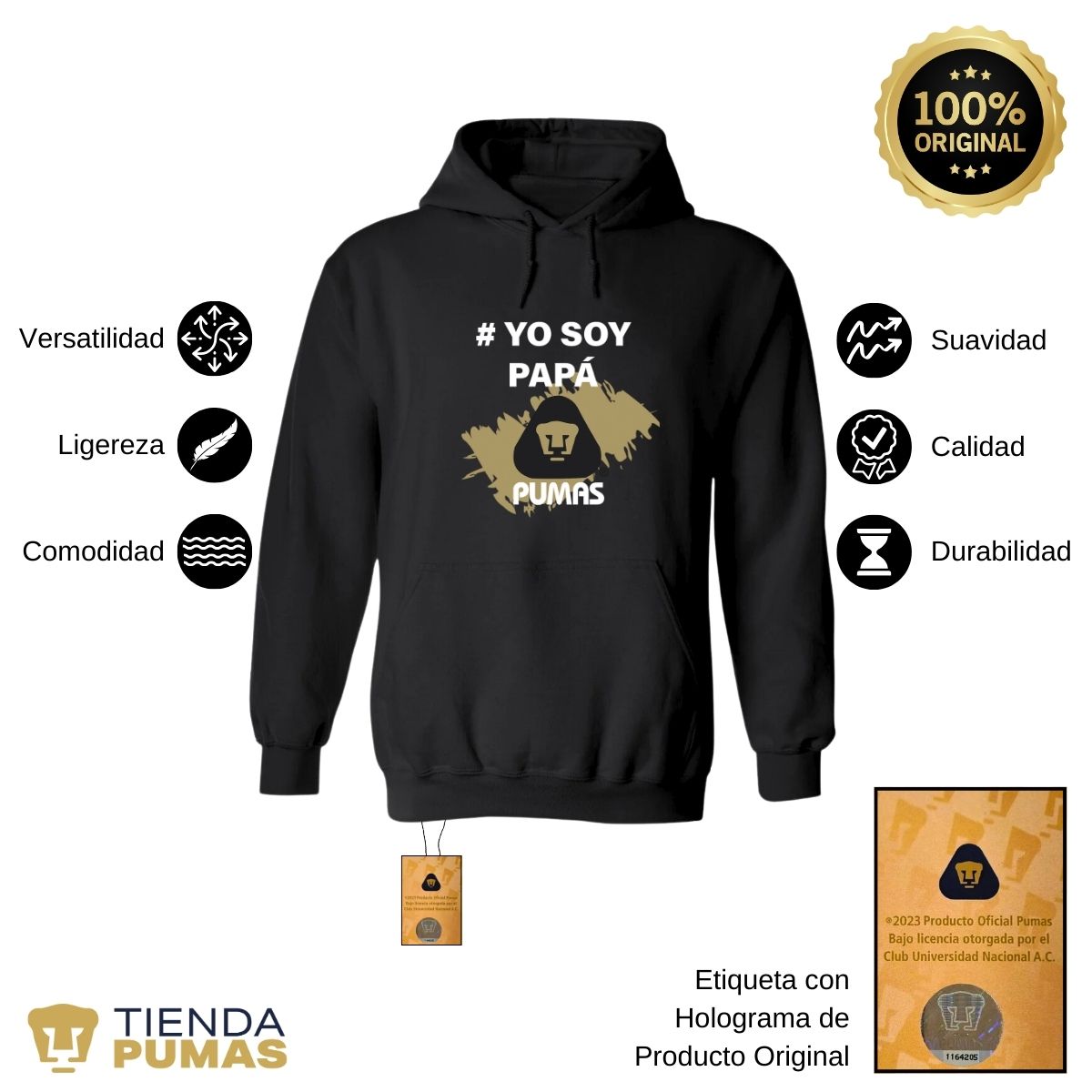 Sudadera Hombre Hoodie  Pumas UNAM Yo soy papá Pumas