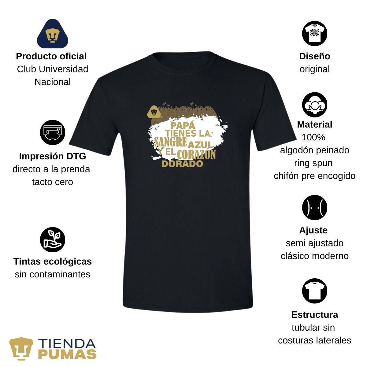 Playera Hombre Pumas UNAM Papá sangre azul