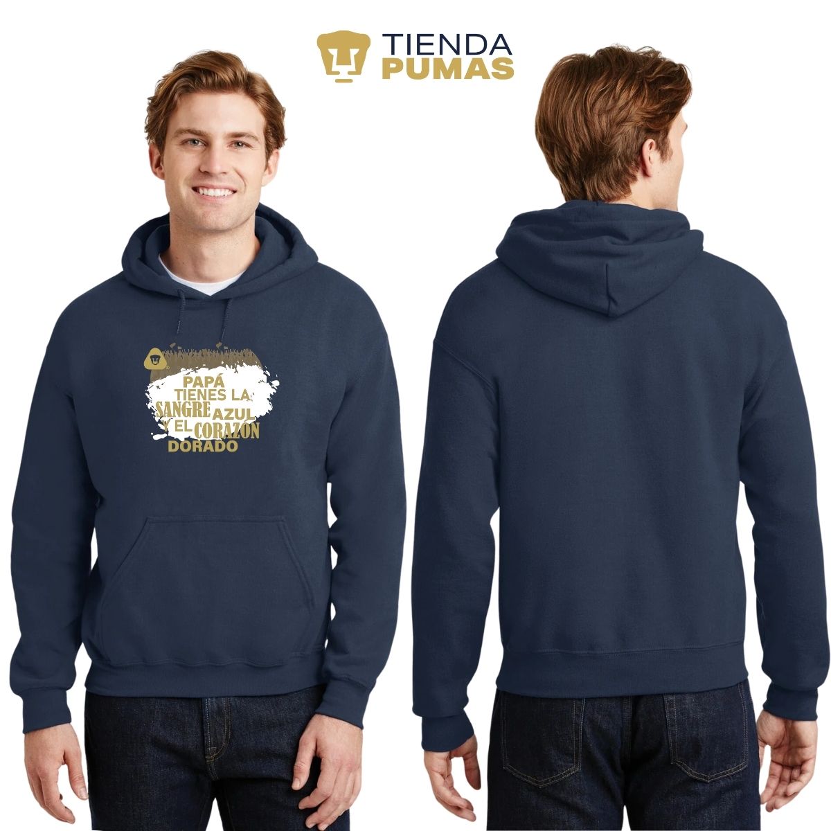 Sudadera Hombre Hoodie Pumas UNAM Papá sangre azul