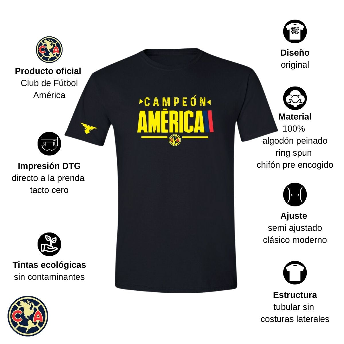 Playera Deportiva Hombre América Campeón Nueva Ng