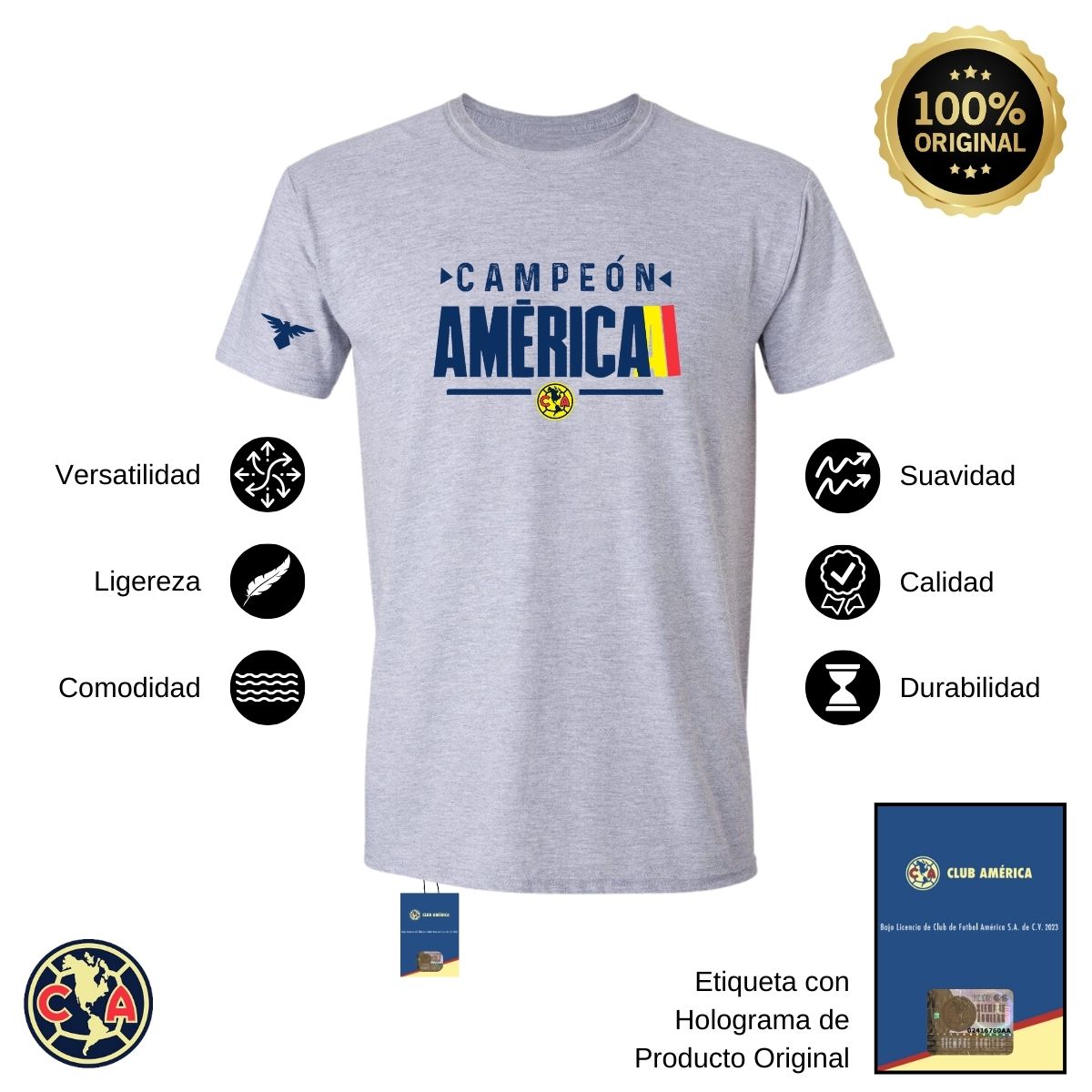 Playera Deportiva Hombre América Campeón Nueva Gs