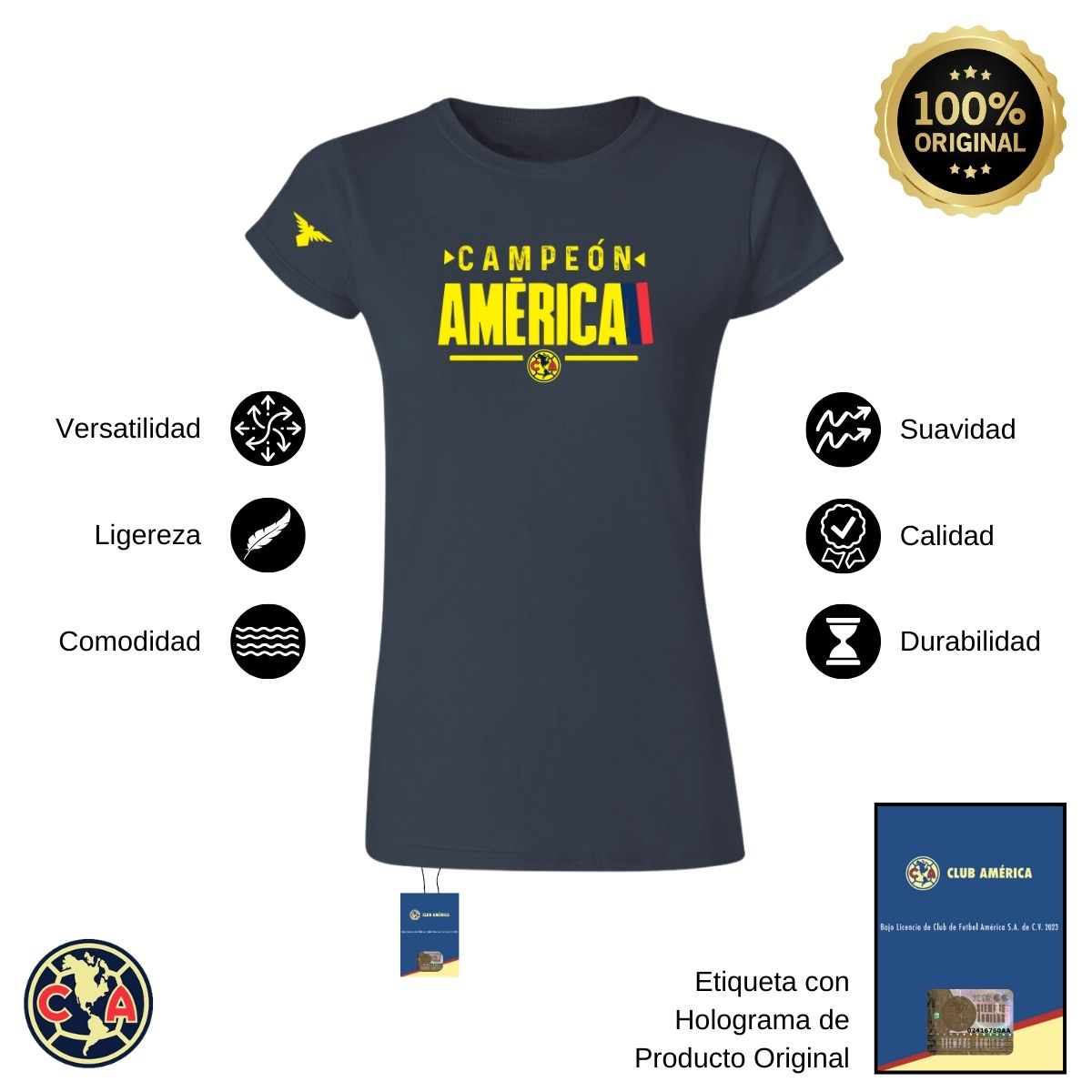 Playera Deportiva Mujer América Campeón Nueva Az