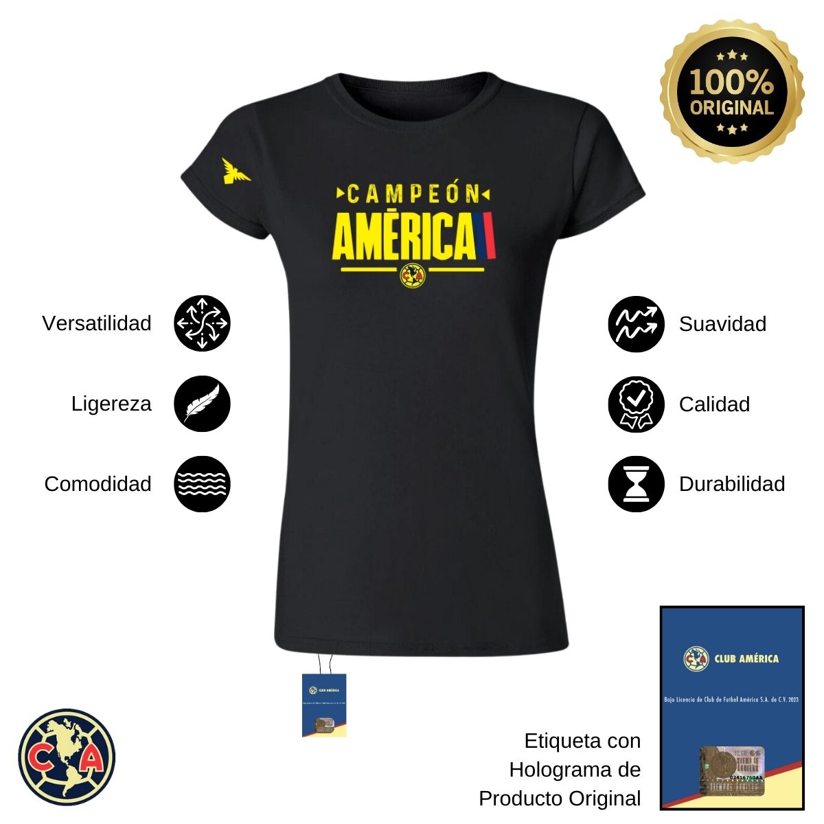 Playera Deportiva Mujer América Campeón Nueva Ng