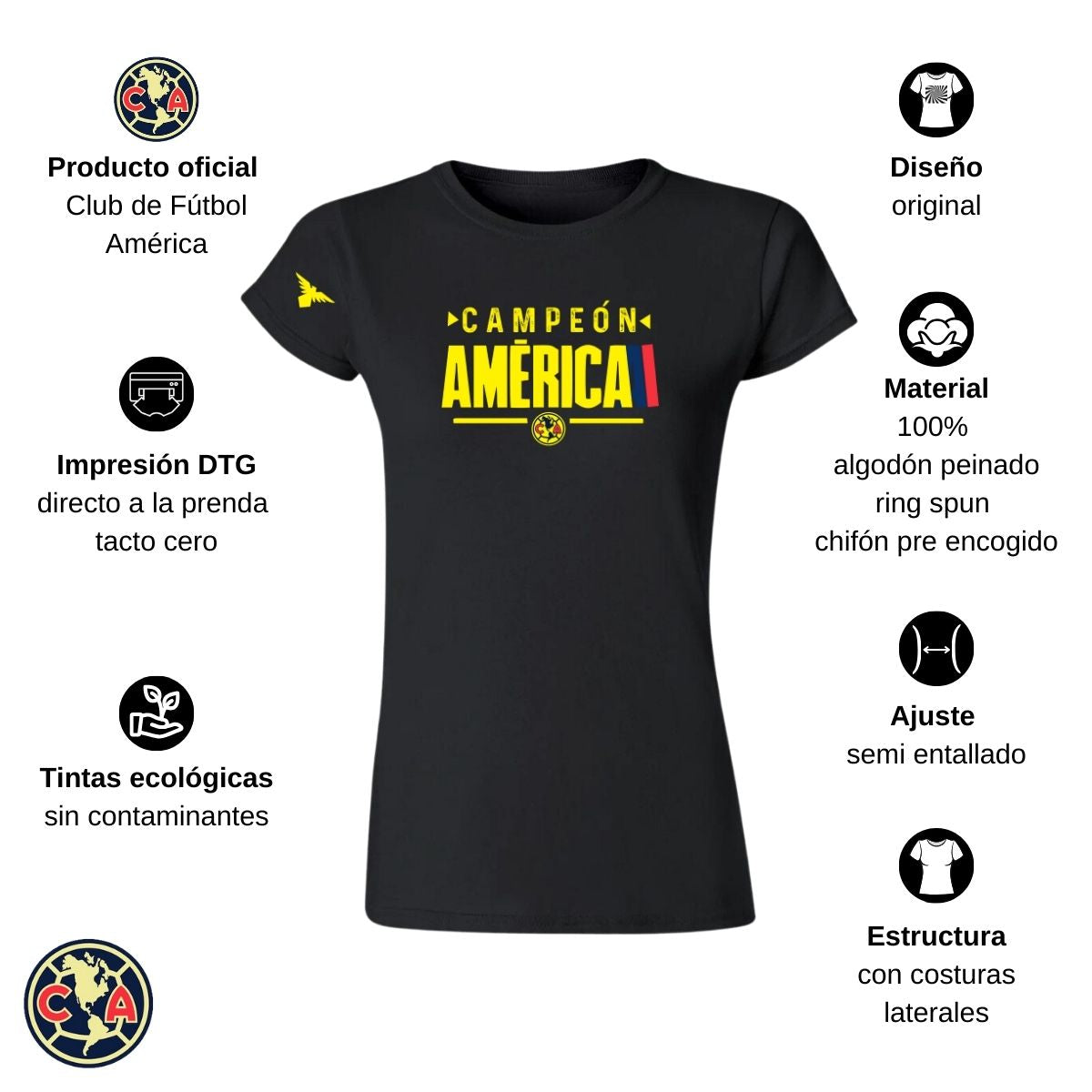 Playera Deportiva Mujer América Campeón Nueva Ng