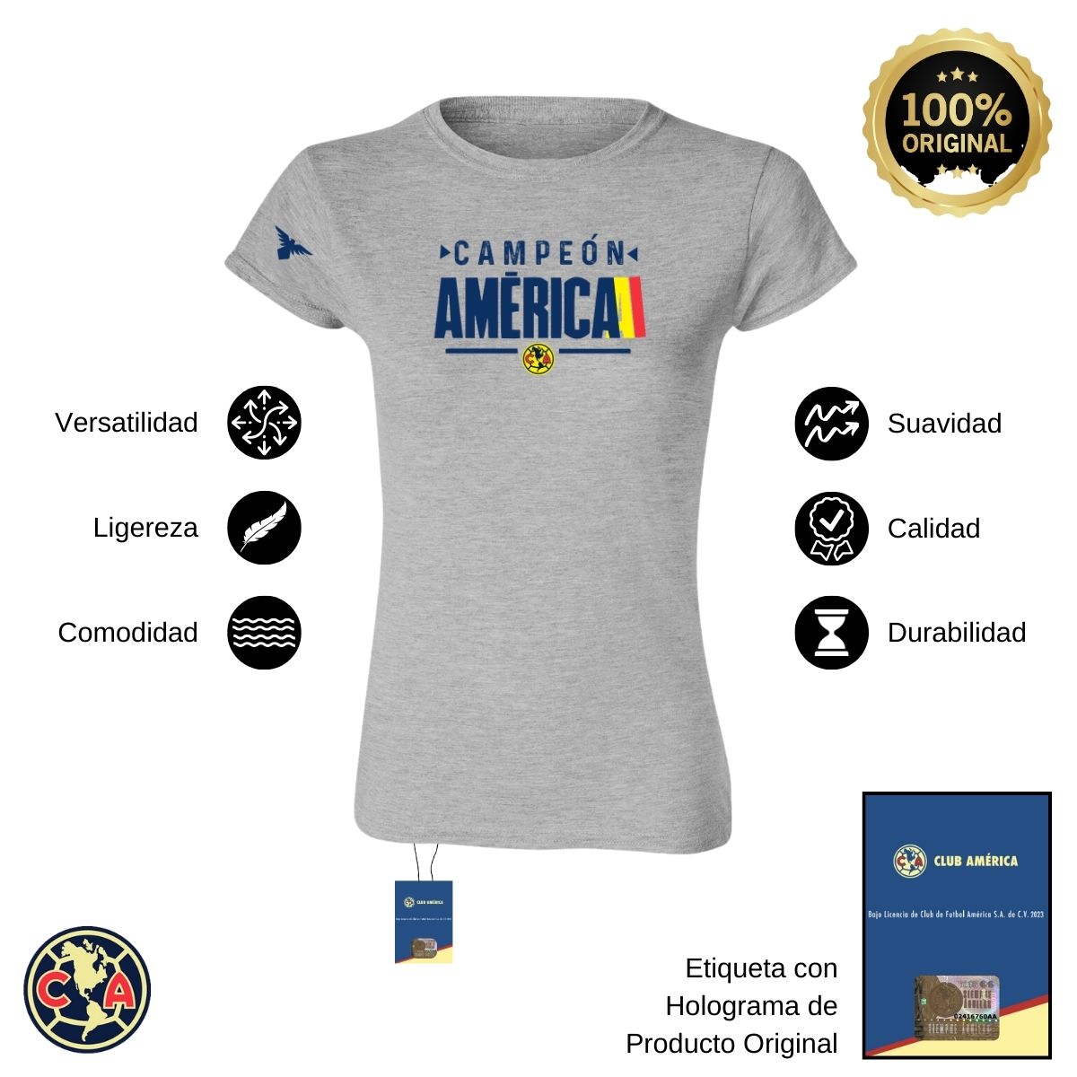 Playera Deportiva Mujer América Campeón Nueva Gs