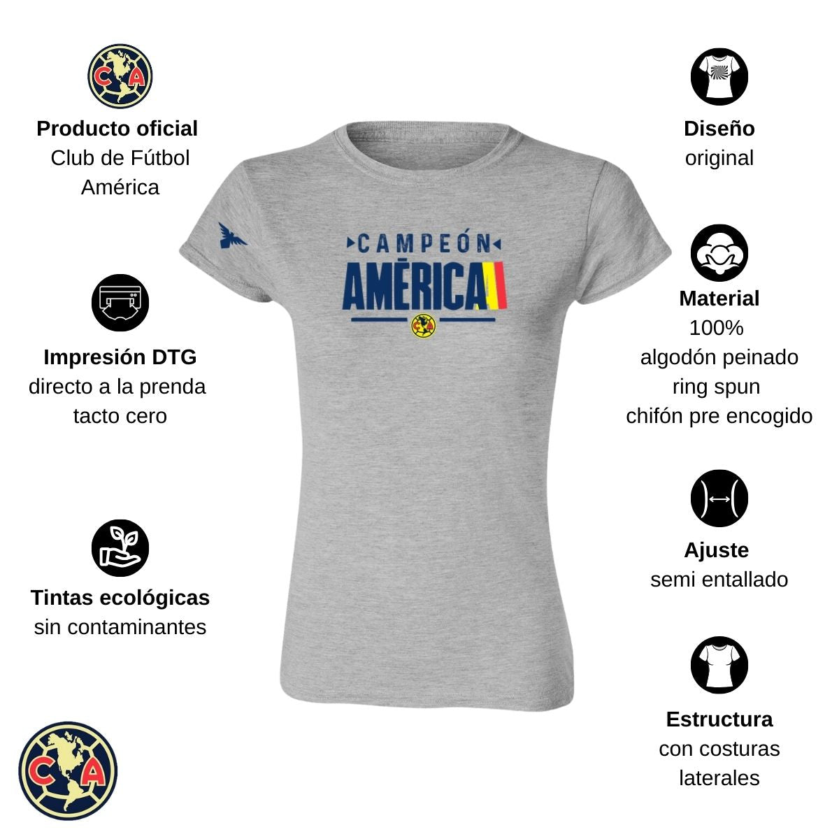 Playera Deportiva Mujer América Campeón Nueva Gs