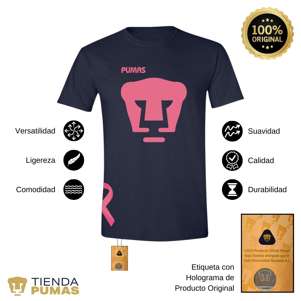 Playera Pumas UNAM Hombre Mes Rosa