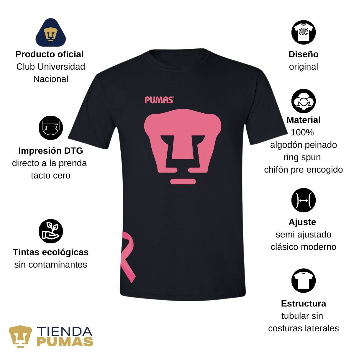 Playera Pumas UNAM Hombre Mes Rosa