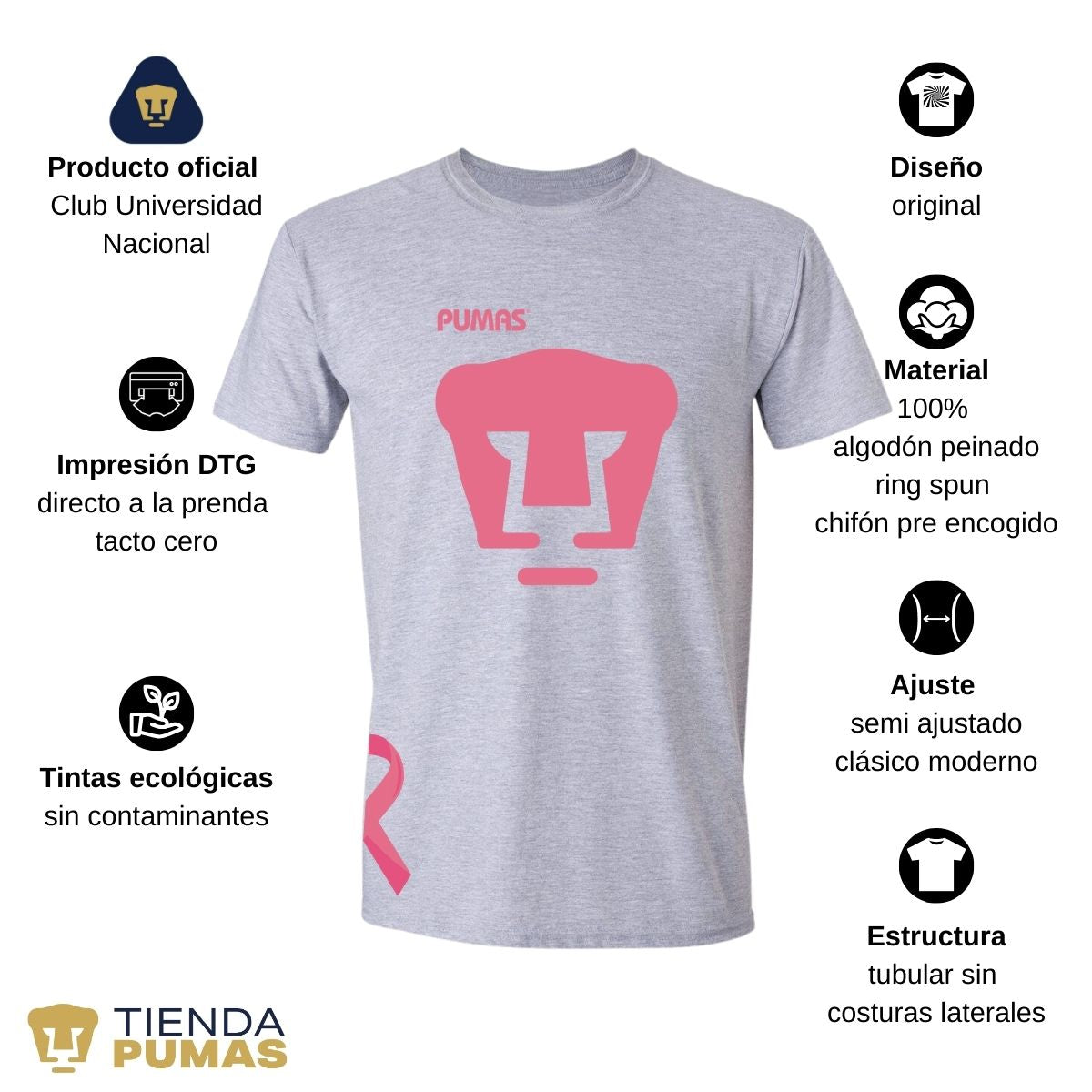 Playera Pumas UNAM Hombre Mes Rosa