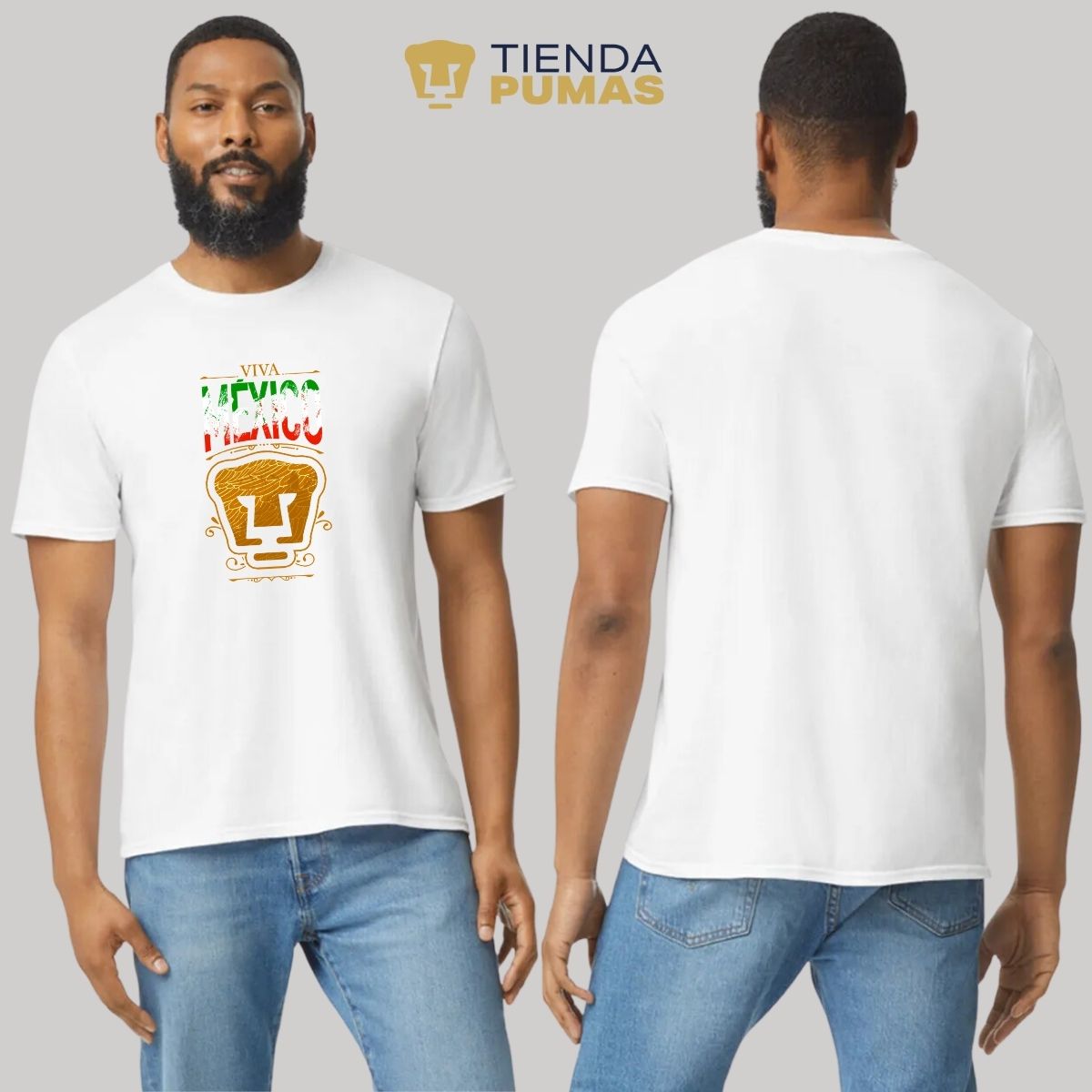 Playera Hombre Pumas UNAM Viva México Escudo