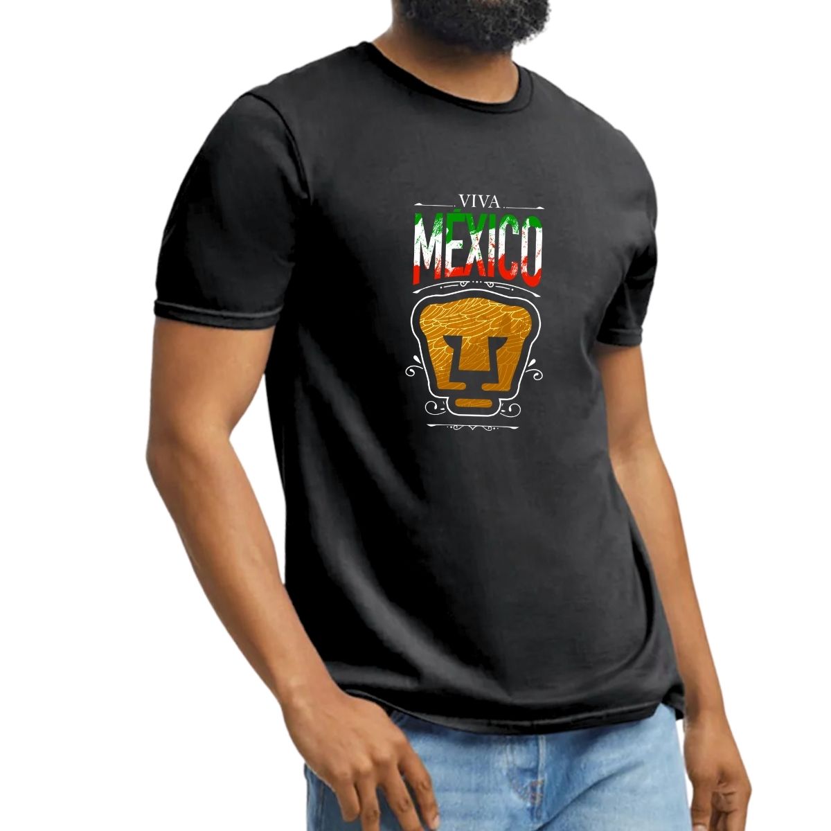 Playera Hombre Pumas UNAM Viva México Escudo