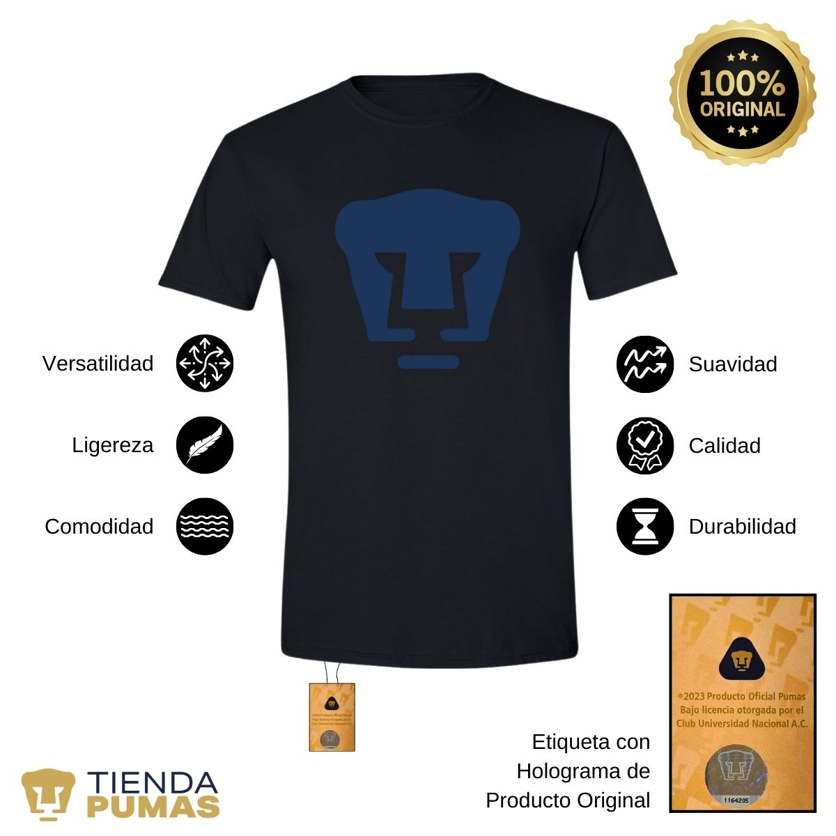 Playera Hombre Pumas Logo Azul