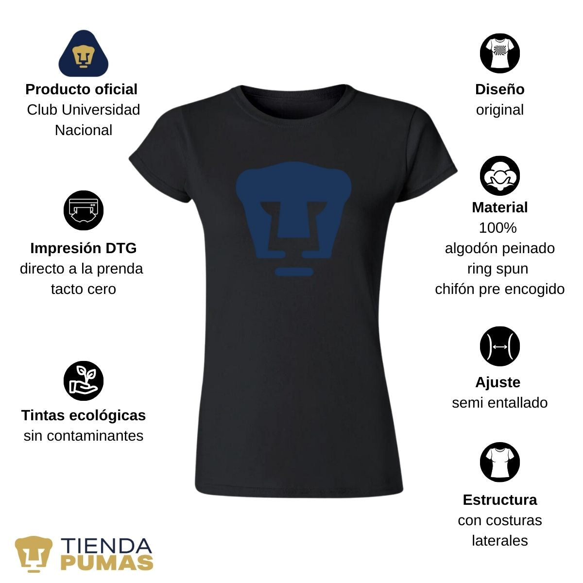 Playera Mujer Pumas Logo Azul