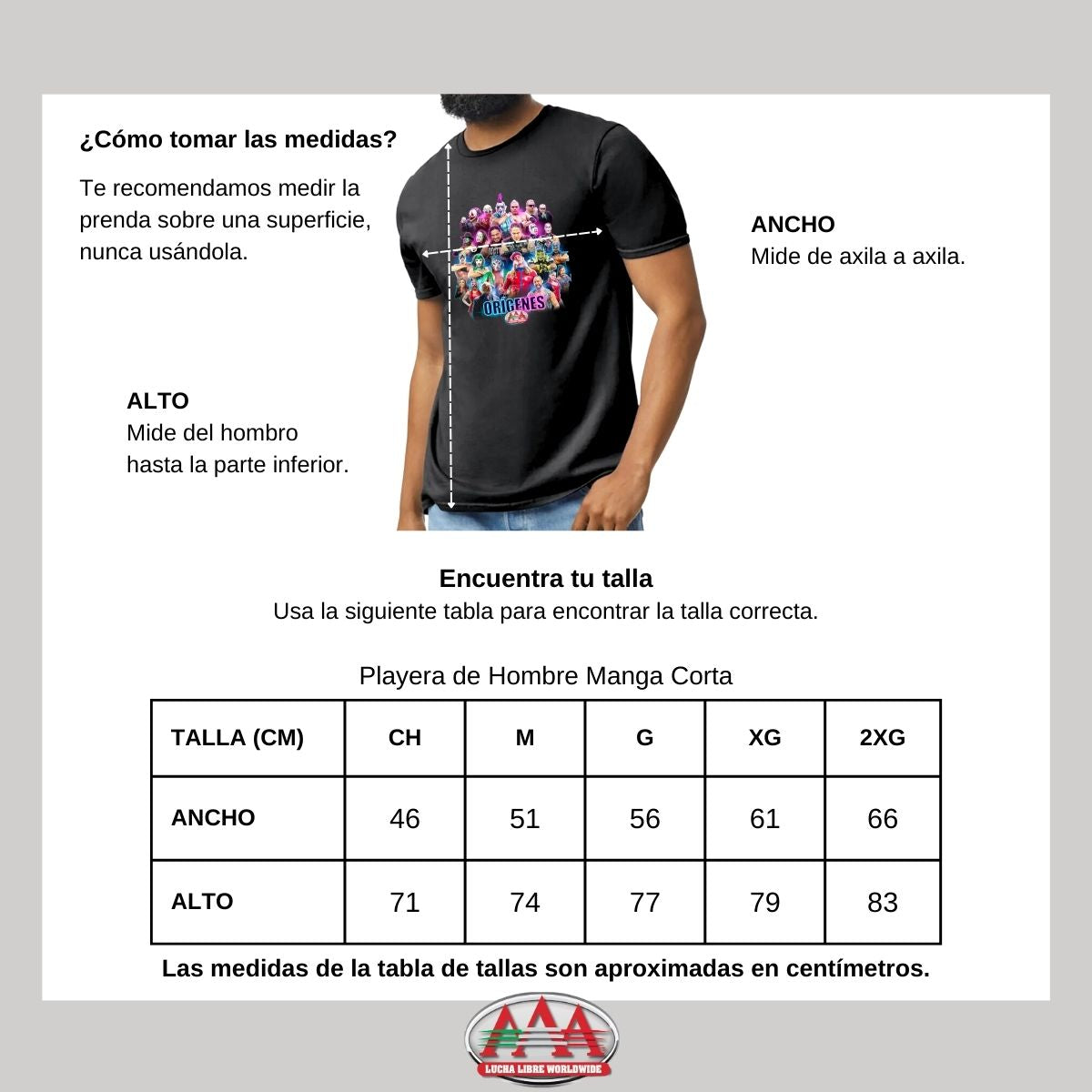 Playera Hombre Lucha Libre AAA Orígenes CDMX