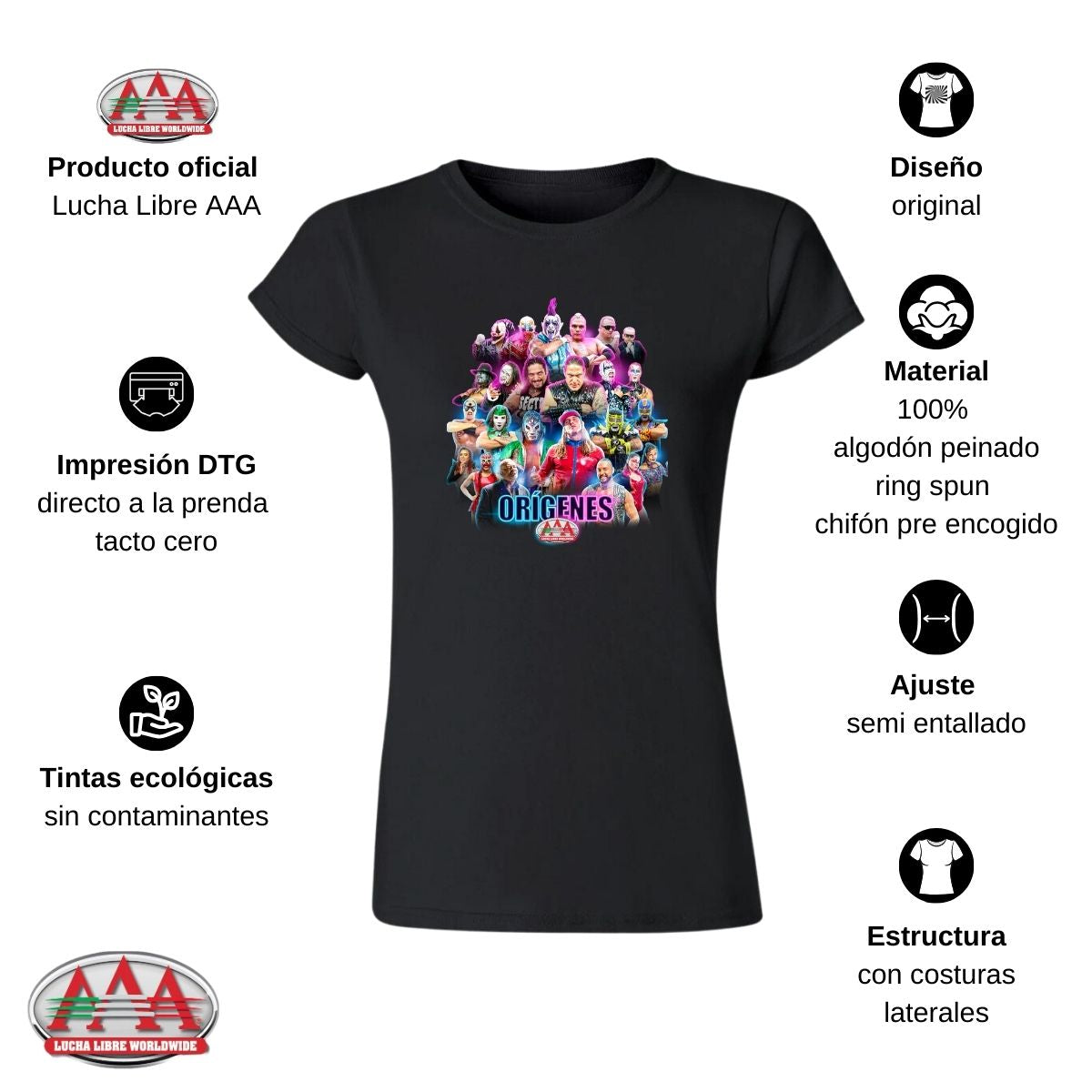 Playera Mujer Lucha Libre AAA Orígenes CDMX