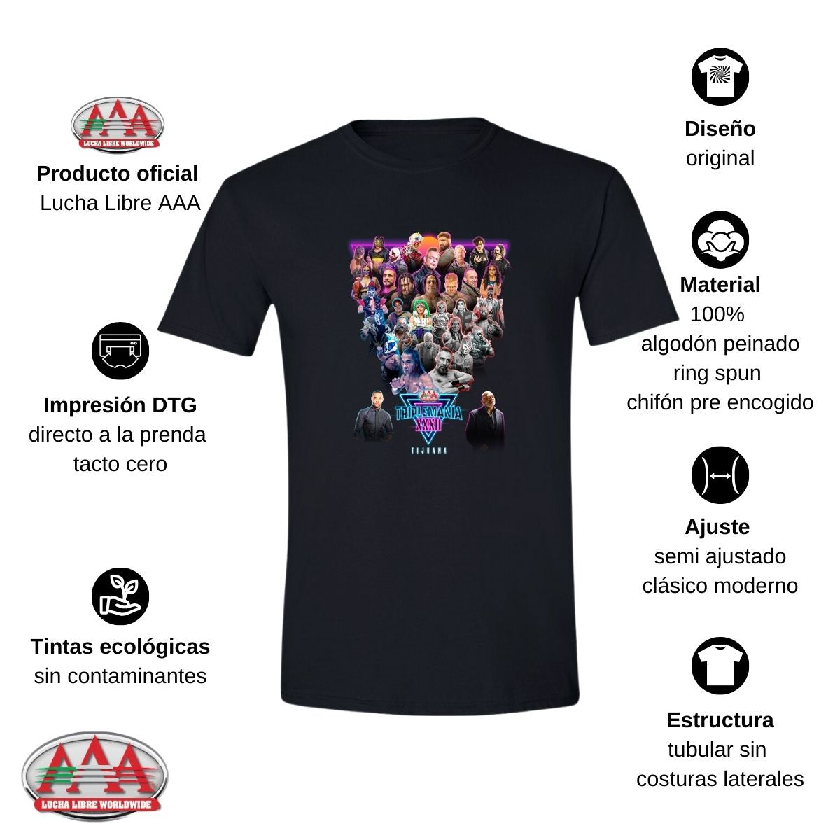 Playera Hombre Lucha Libre AAA Triplemanía XXXII Tij