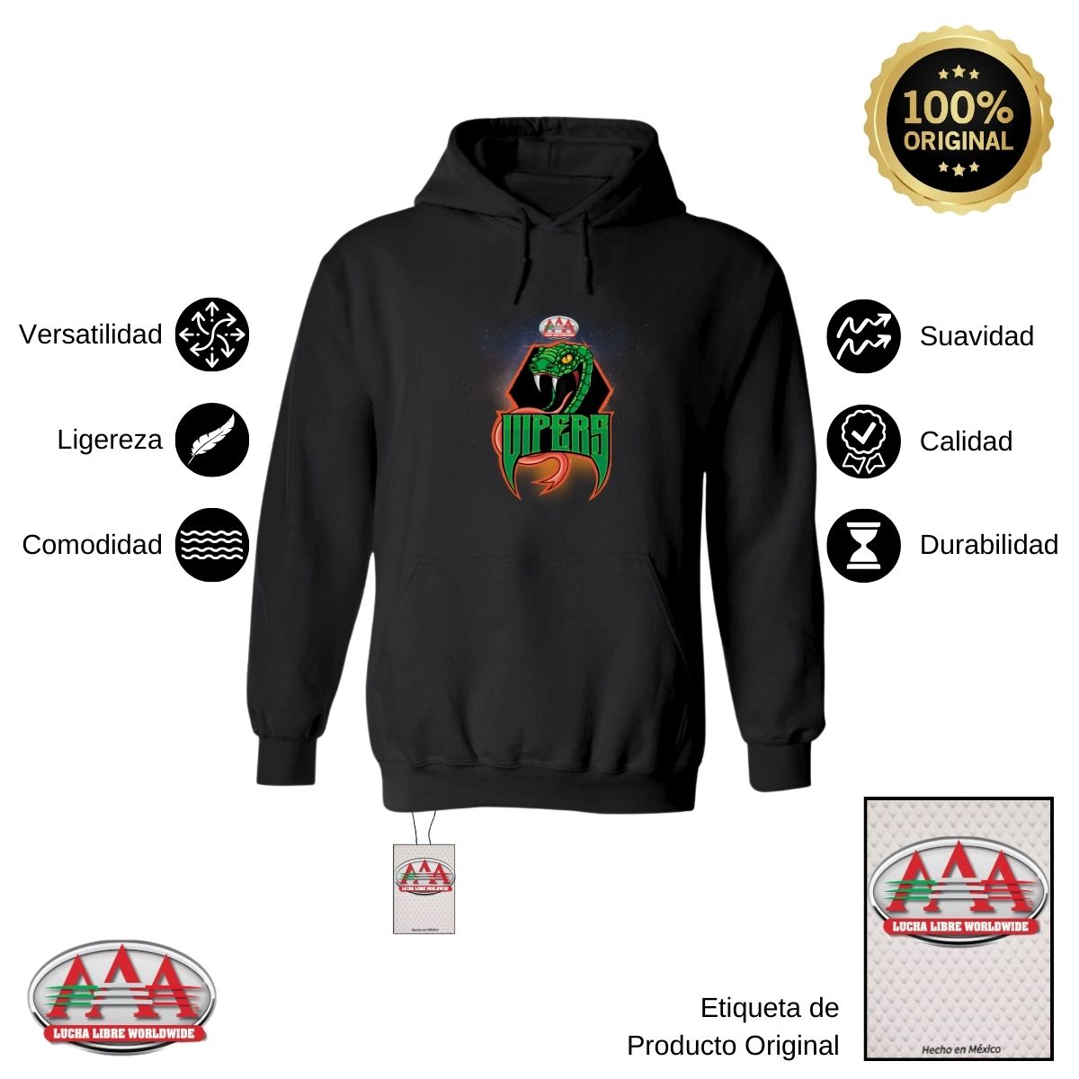 Sudadera Hombre Hoodie Lucha Libre AAA Vipers