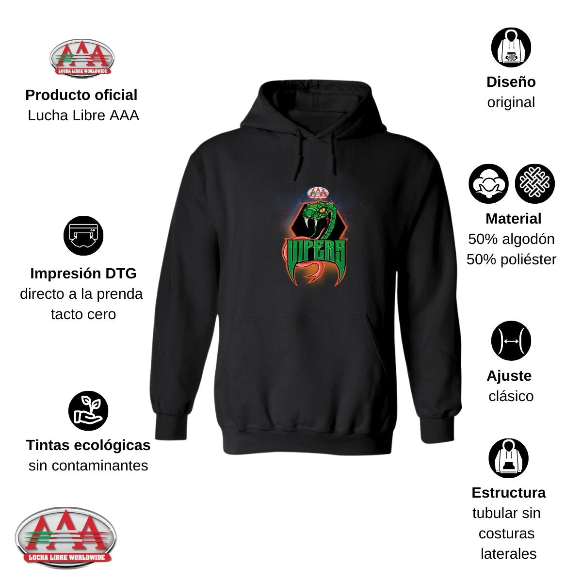 Sudadera Hombre Hoodie Lucha Libre AAA Vipers