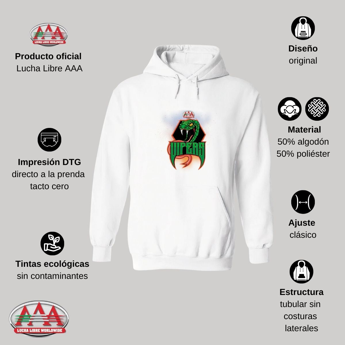 Sudadera Hombre Hoodie Lucha Libre AAA Vipers