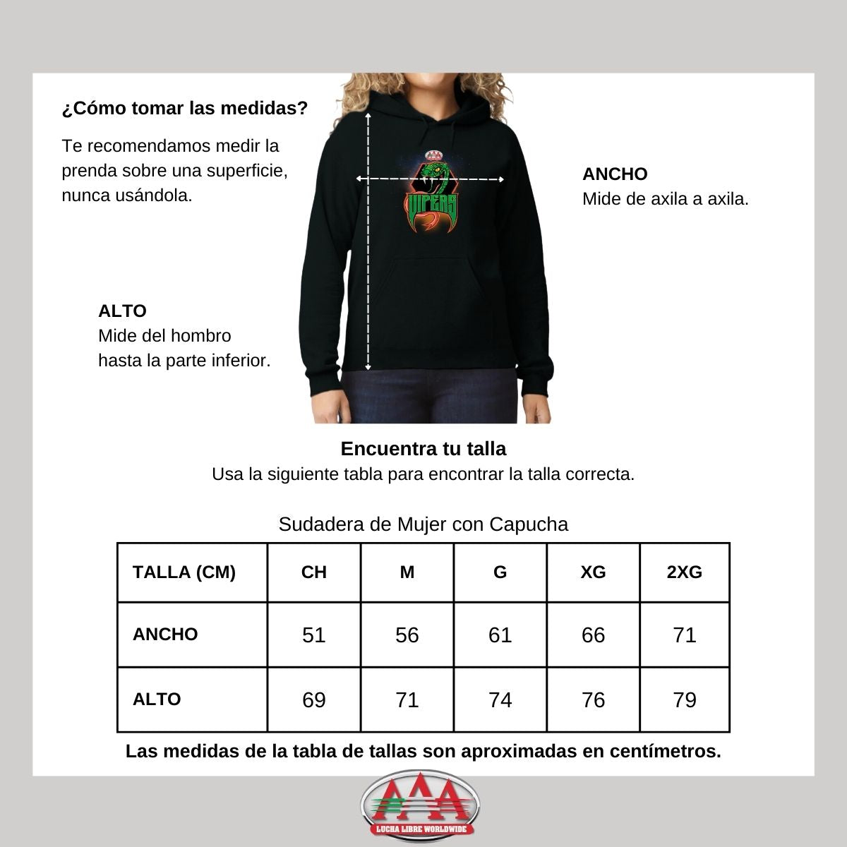 Sudadera Mujer Hoodie Lucha Libre AAA Vipers