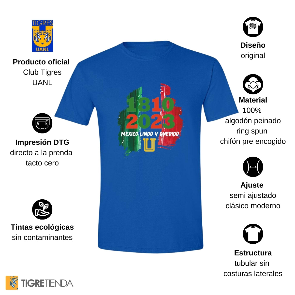 Playera Mexicana Hombre Tigres UANL México lindo y querido