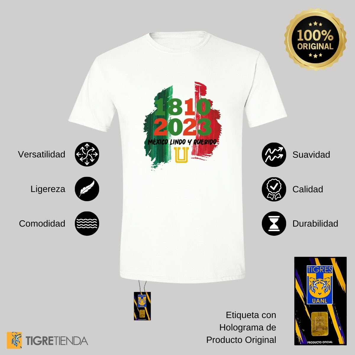 Playera Mexicana Hombre Tigres UANL México lindo y querido