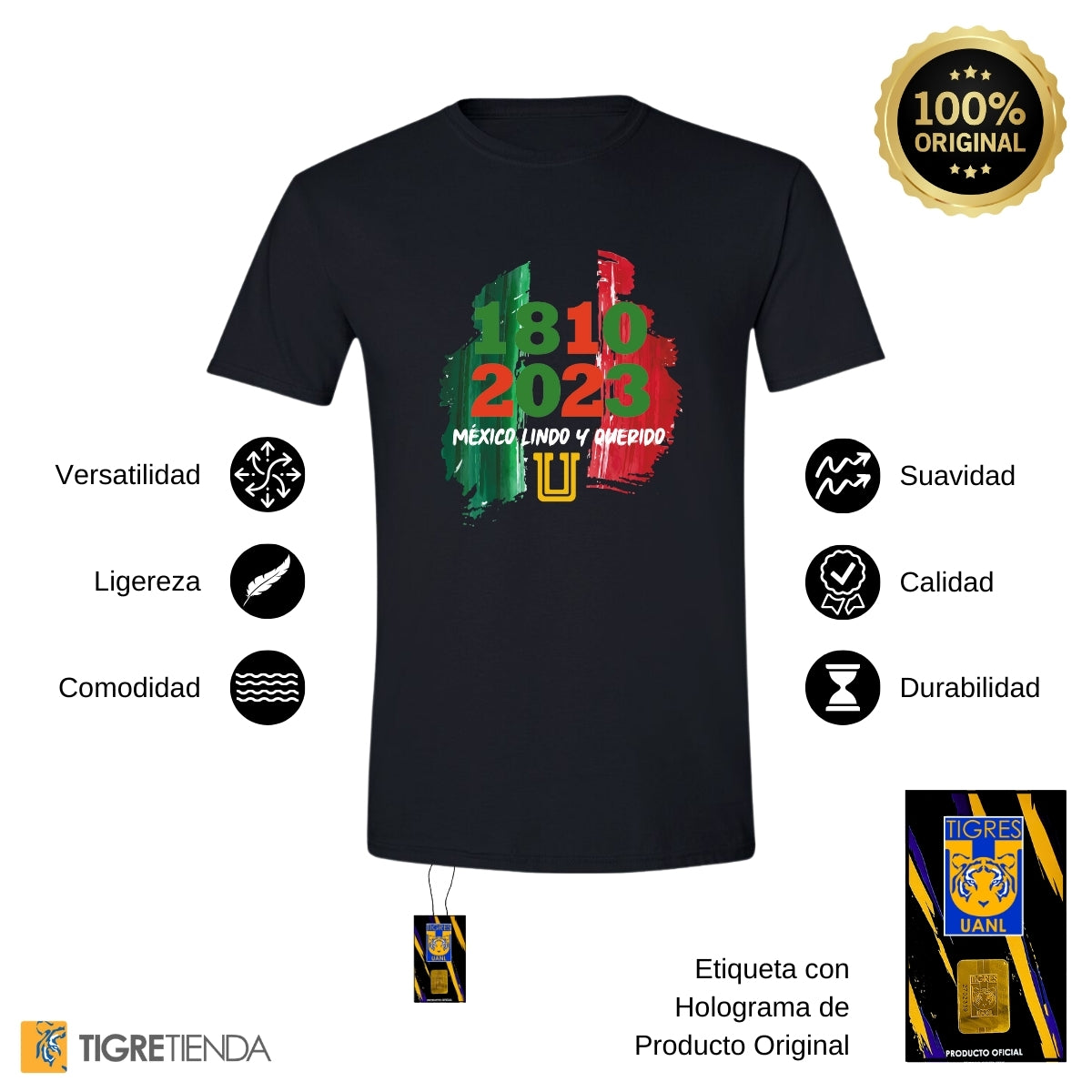 Playera Mexicana Hombre Tigres UANL México lindo y querido